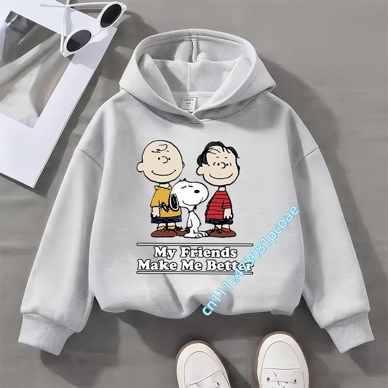 Snoopy children's hooded sweatshirt for boys, girls, casual top with cartoon print, long sleeve, autumn/winter collection