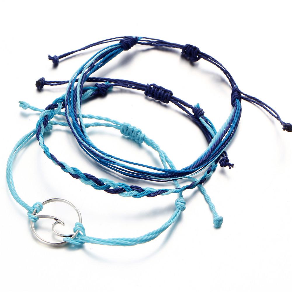 Buy 3 Pcs/set Vintage Multilayer Wave Bracelet Rope Link Summer Beach