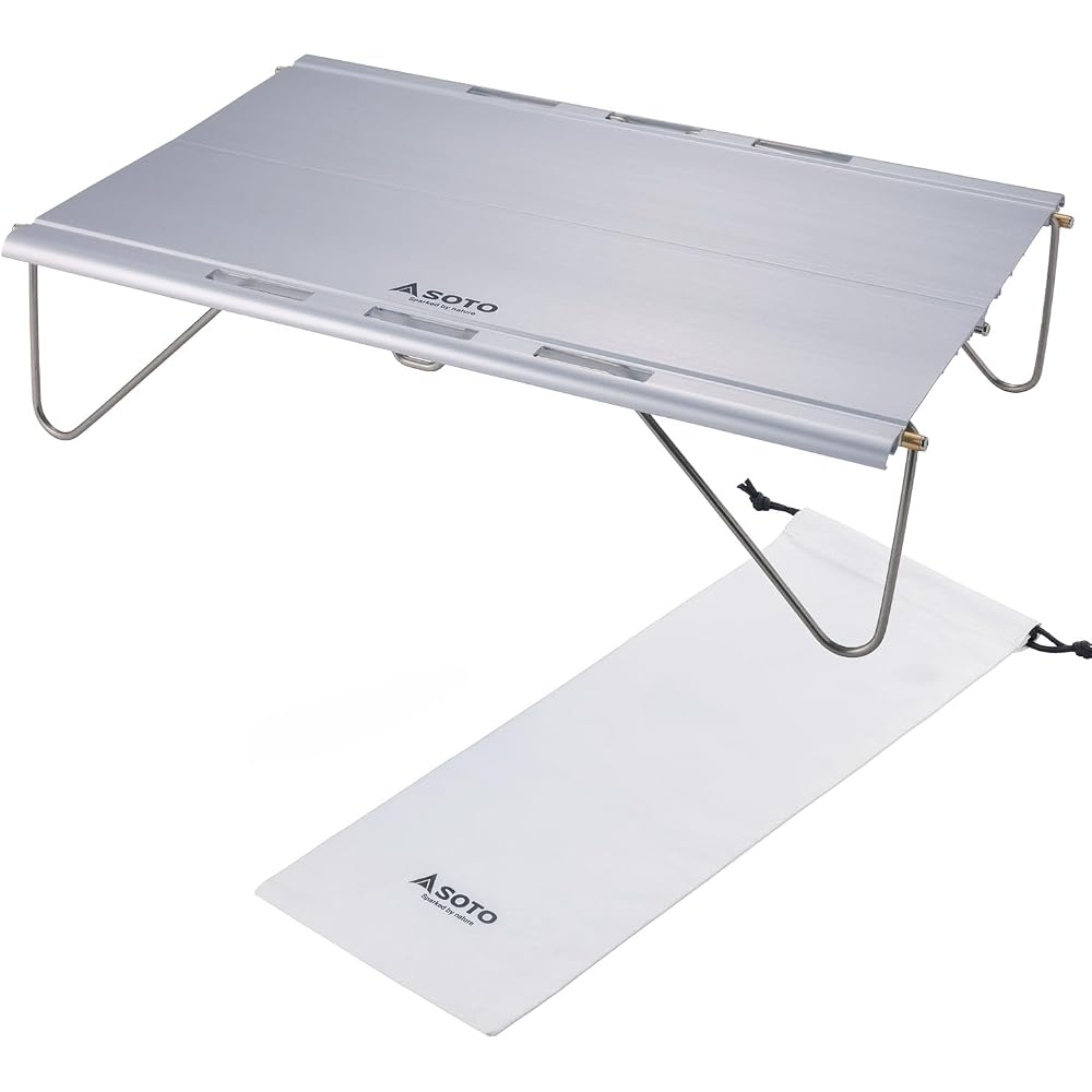 SOTO Field Kite ST-632 Silver Ultra Lightweight 280g Mini Folding Table with Tyvek Storage Case