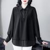 Spring Casual Plus-Size Two-Piece Shirt - Light Mature Style with Turn-Down Collar for Women