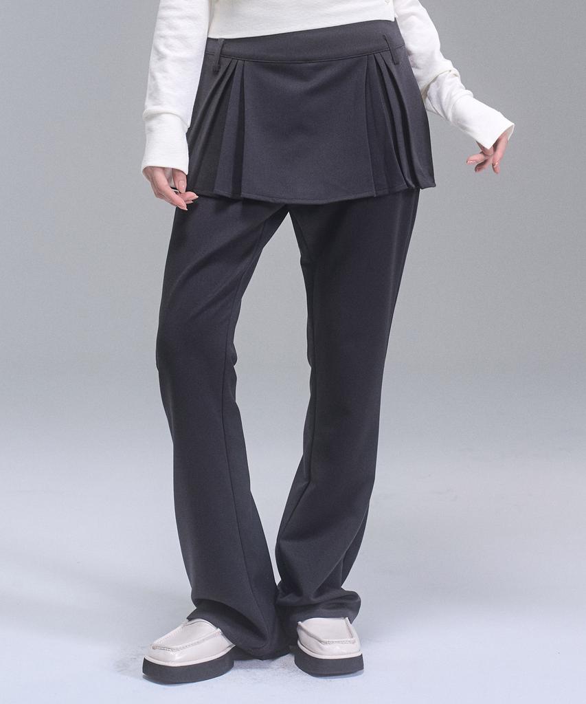 Layered Bootcut Pants With Zero Planet [Charcoal]