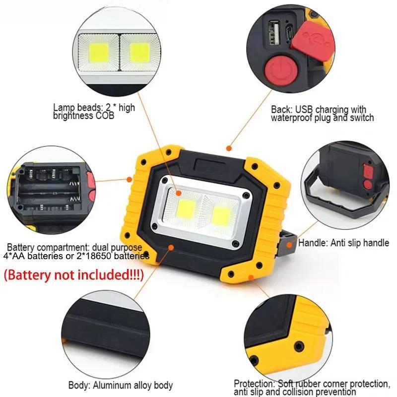 Multi-functional Portable USB Charging Floodlight LED Working Light Emergency Night Market Light