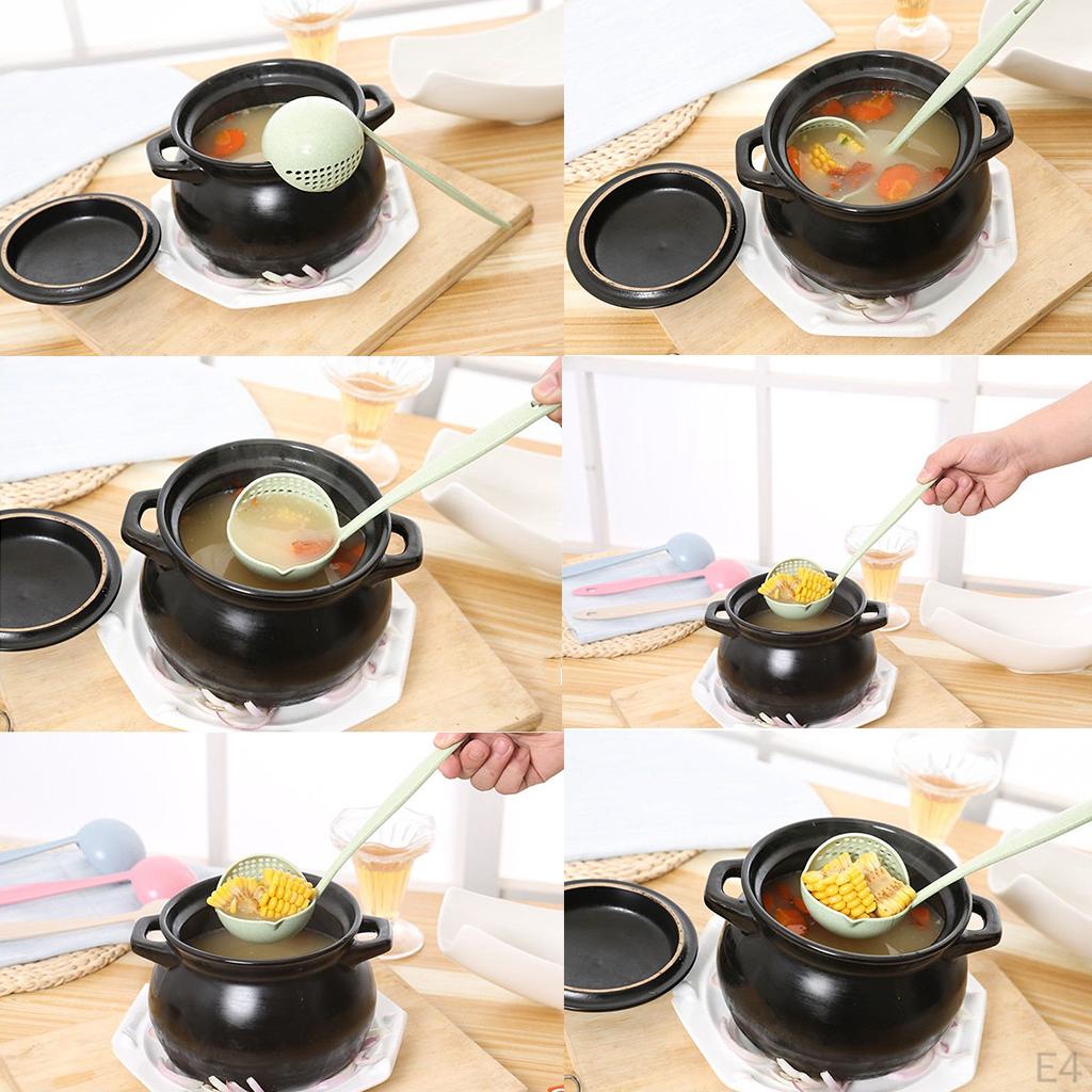Straw Kitchen Supplies Soup-Colander Spoon With Long Handle Soup Pot Ladle Cooking