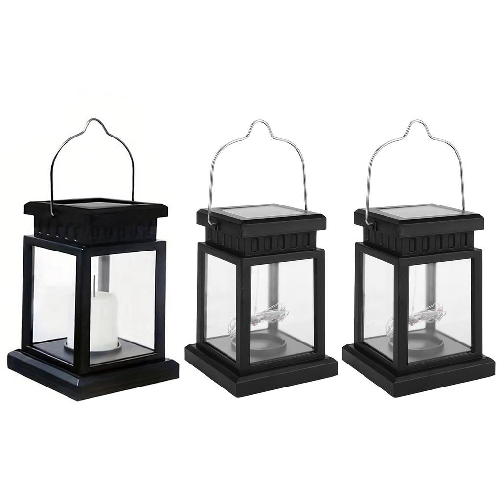 4pcs Metal Hanging Solar Lights Waterproof Outdoor Hanging Lantern Solar-Powered Light for Yard Patio Pathway Porch Garden Decor