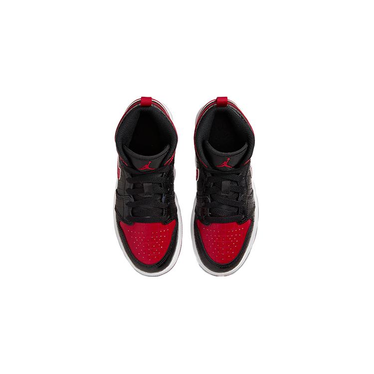 New Jordan 1 Mid Black Red Bred PS DM9651-001