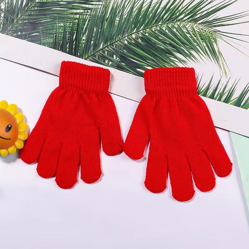 Autumn and winter men's and children's acrylic simple warm knitted gloves full finger magic gloves