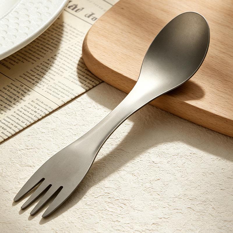 Titanium Oxide Dual-Use Camping Spoon Fork – Multifunctional Outdoor Tableware