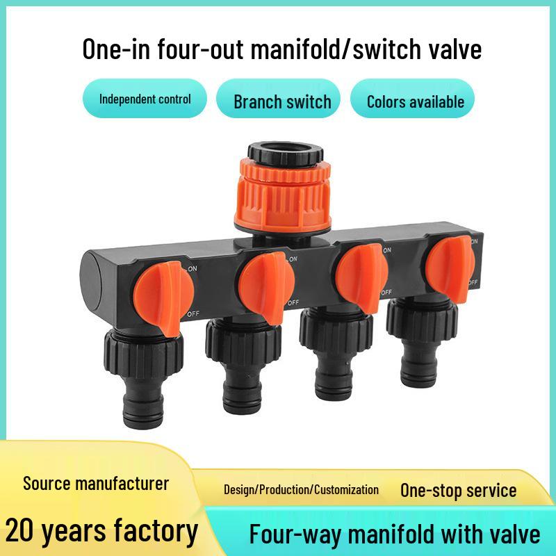 Four-Way Diverter Valve: Water Pipe Hose Faucet Fitting