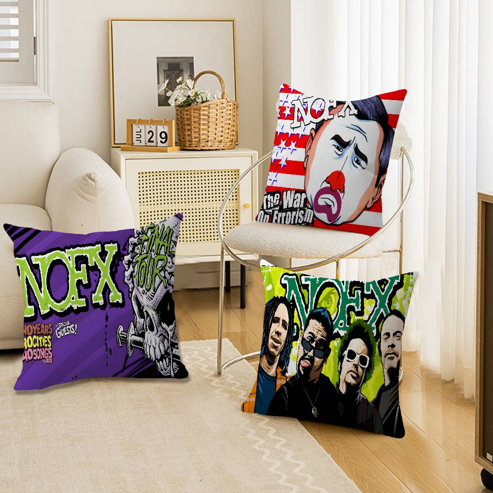 Rock band N-NOFX Retro Cushion Cover Pillowcase Upholstery Sofa Throw Pillow Home Decor Pillowcas