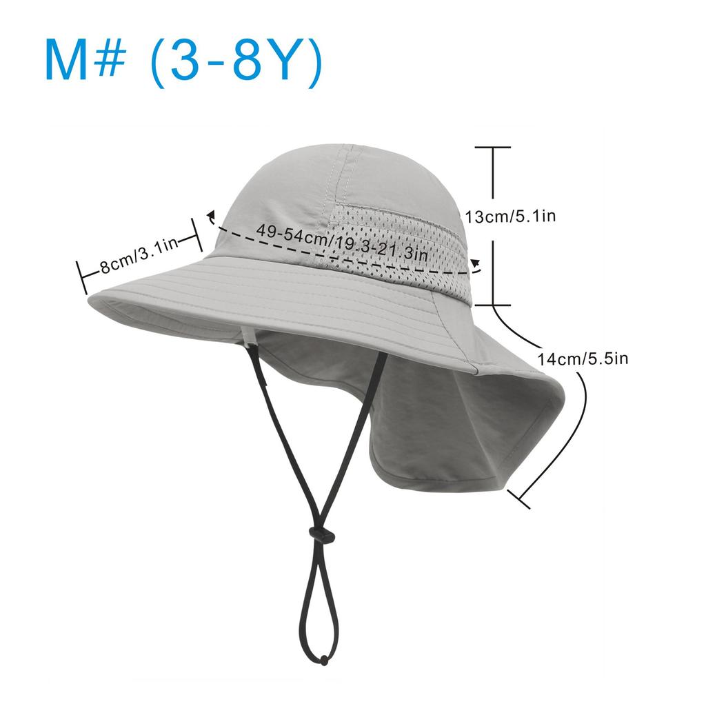 Children Sun Hat Breathable Mesh Sunshade Beach Cape Hat 3-8Years Quick Dry Neck Protection Hiking Travel Kid Bucket Hat