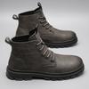 Fashion Luxury Leather Mens Boots 2025 Trend Lace-up Round Toe Boots High Quality Original Design Thick Bottom Comfortable Mens Shoes