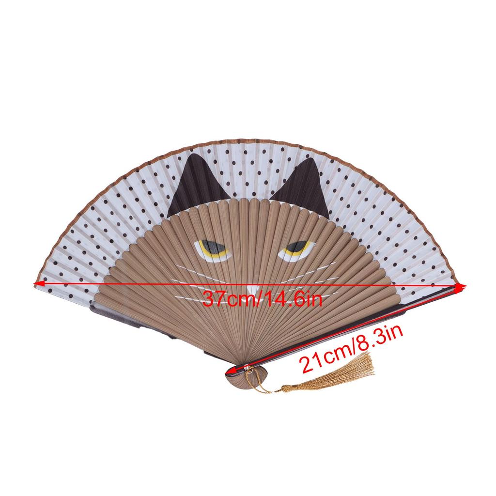 xuuyuu Classic Traditional Cat Decorative Summer Day Fireworks Summer Japanese Clothing Heatstroke Gift for Friends Fan, Fan, Hand-Painted, Women's