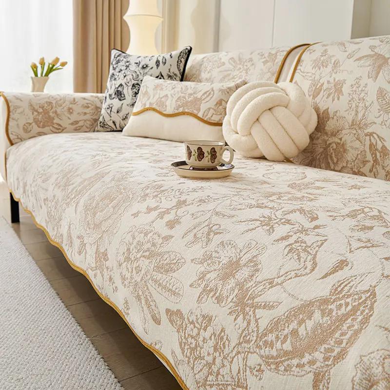 Univerzální celoroční chenilový polštář na pohovku Jednoduchý měkký a k pokožce šetrný potah na pohovku Pratelný v pračce Protiskluzová látka na pohovku