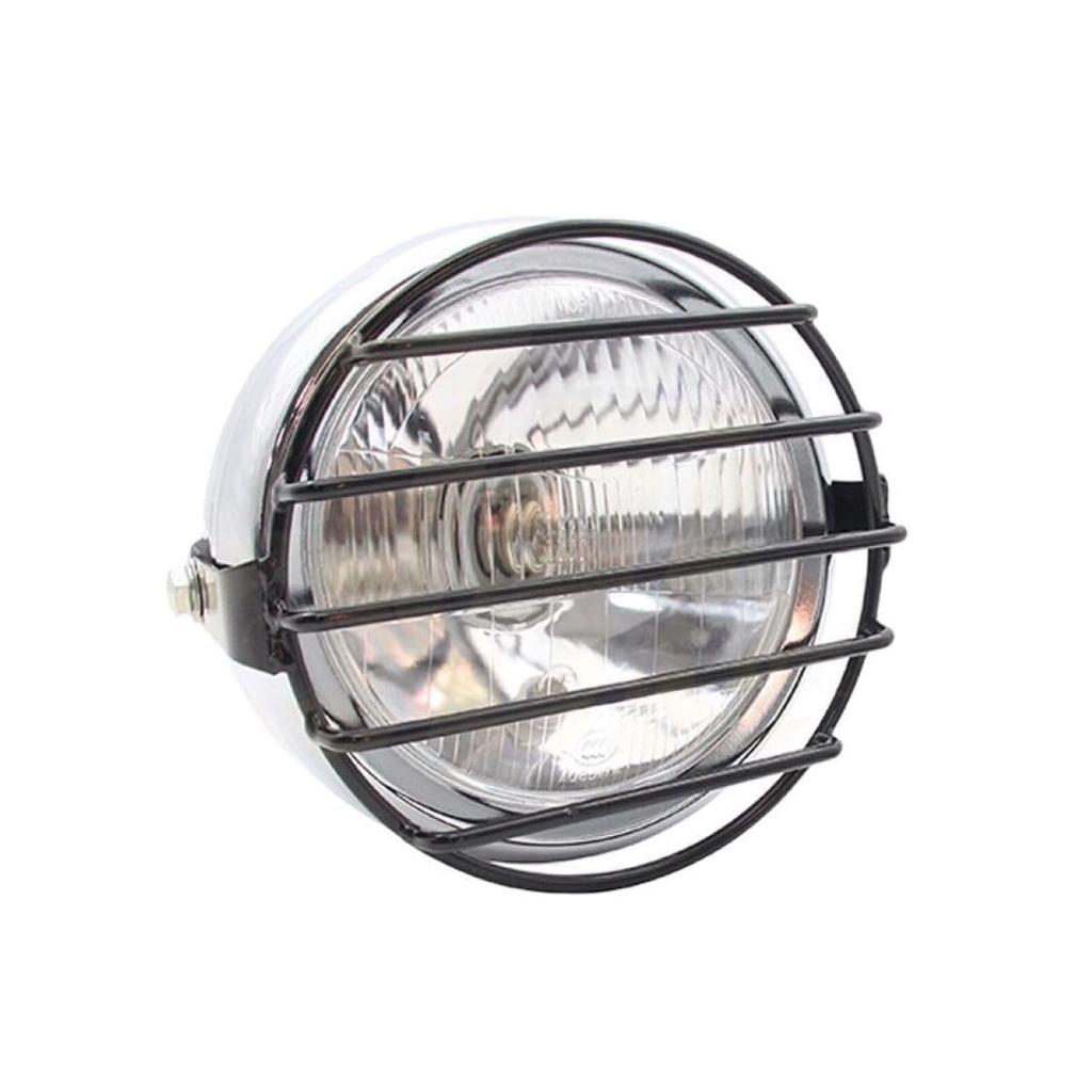 Kanoan Bates Light Vintage 12V Headlight with Guard Universal Fit for Serow Serow Body with Clear 5.5-inch Lens, Aftermarket, TW225, TW250, 225, 250,