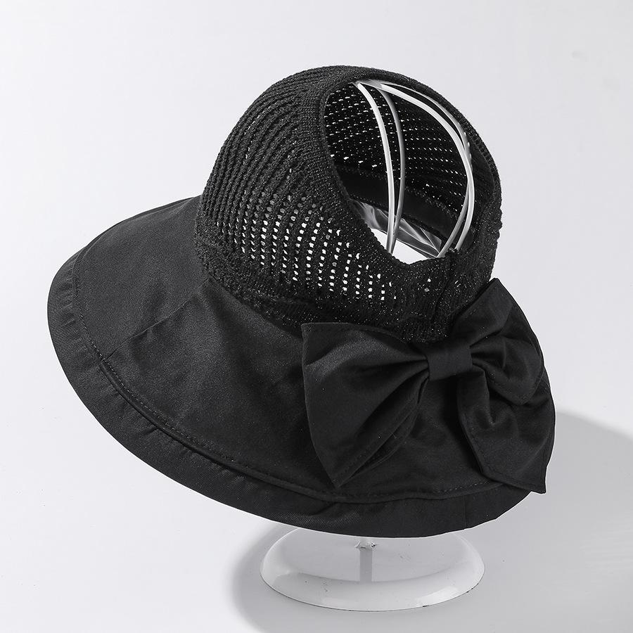 Deep Hat Brimmed Sweet Bow Solid Color Breathable Sweet Womens Sunshade Hats