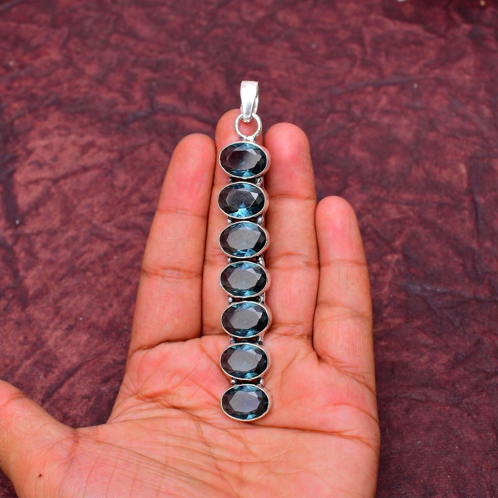 Awesome Indicolite Gemstone Pendant: 925 Sterling Silver Handmade Pendant Necklace Jewelry