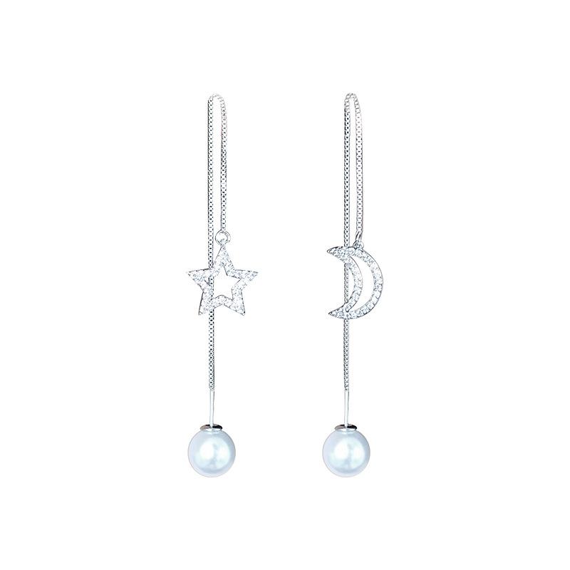 Fashionable Temperament Zircon Five-pointed Star Ear Line Super Fairy Fresh Tassel Earrings High-end Earrings Women