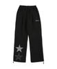 AMBLER Starlight Applique Embroidered Pintuck 2-Way Wide Training Sweatpants Ap1001 (Black)