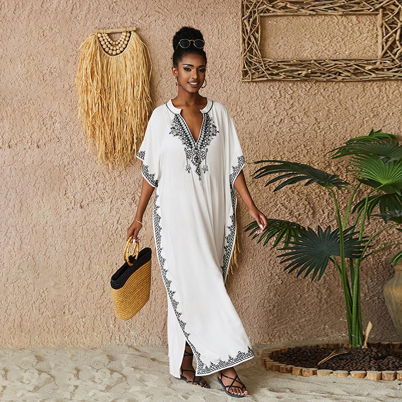 

2023 Районное Пляжное Платье-Туника Большого Размера со Стойкой One Size