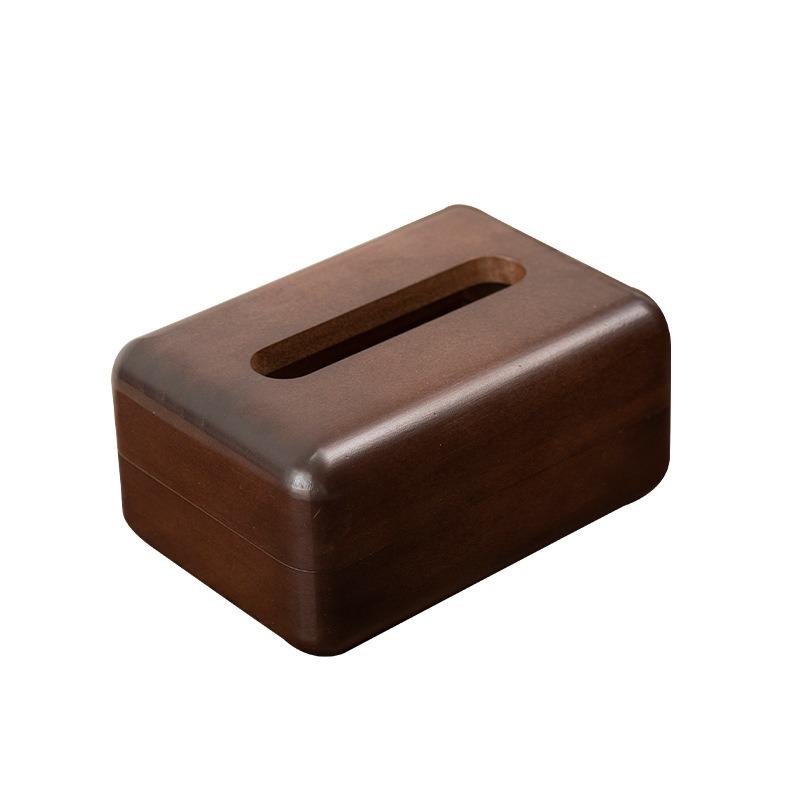 Black Walnut Wooden Tissue Box with Removable Lid, Elegant Desktop Organizer for Home & Hotel, Magnetic Cover Dust-Proof Design