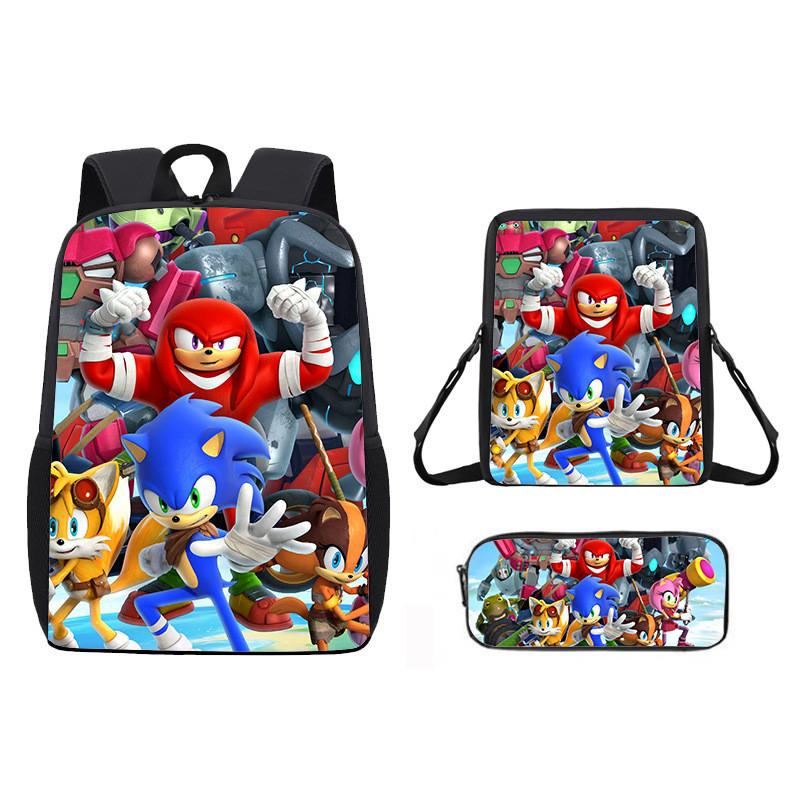 Children Cartoon Pattern Breathable Backpack Three Piece Set