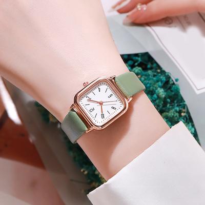 Dámské quartzové hodinky s čtvercovým ciferníkem, umělá kůže, řemínek, dámské ležérní obchodní formální náramkové hodinky, módní šperky, doplněk, dárek k narozeninám