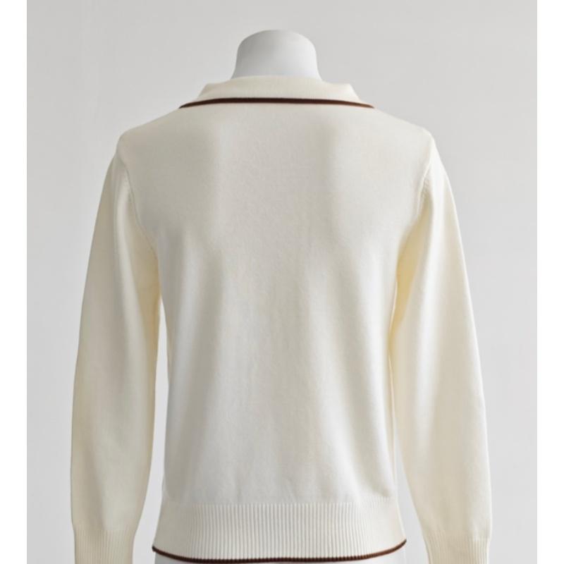 A New Stylish Loose Knitted Sweater As A Base Layer, A Baby Collar Sweater, and A Lapel Top for Women in Autumn and Winter