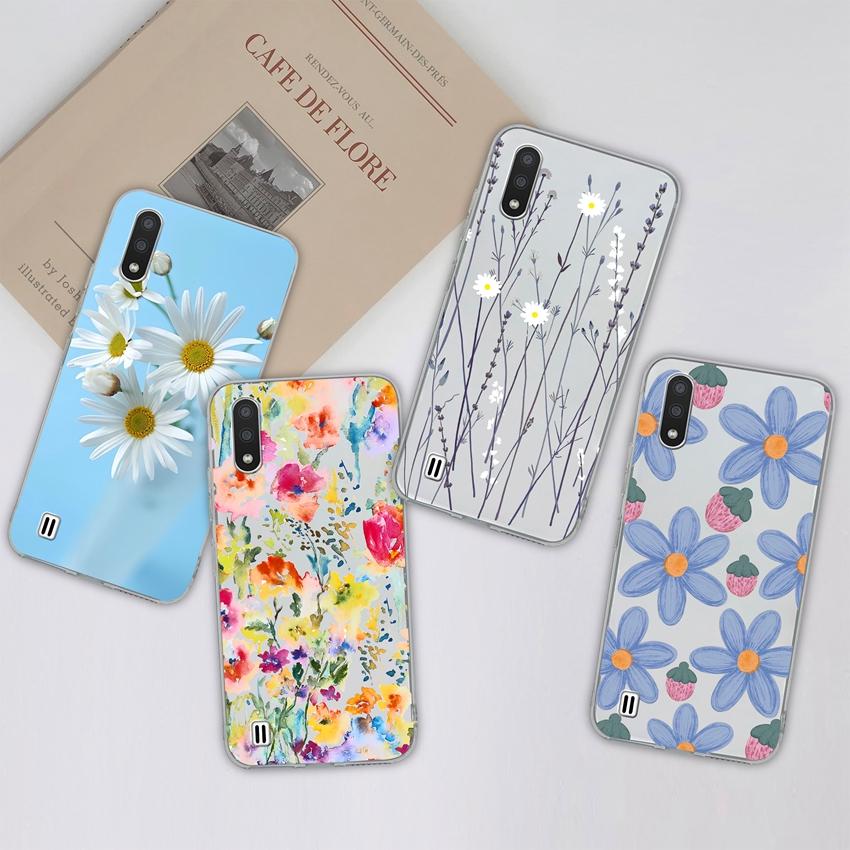 For Samsung M01 M10 C7 A9 M31 F13 Phone Casing Fragrant Flowers Patterns Transparent Silicone Anti Drop Protective Ultra Thin Case For Samsung Housing