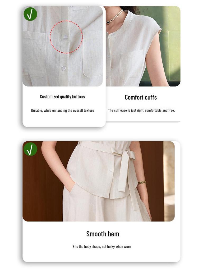 Women's High-End Linen Vest Suit: 2026 Cross-Border Casual Waistcoat Set