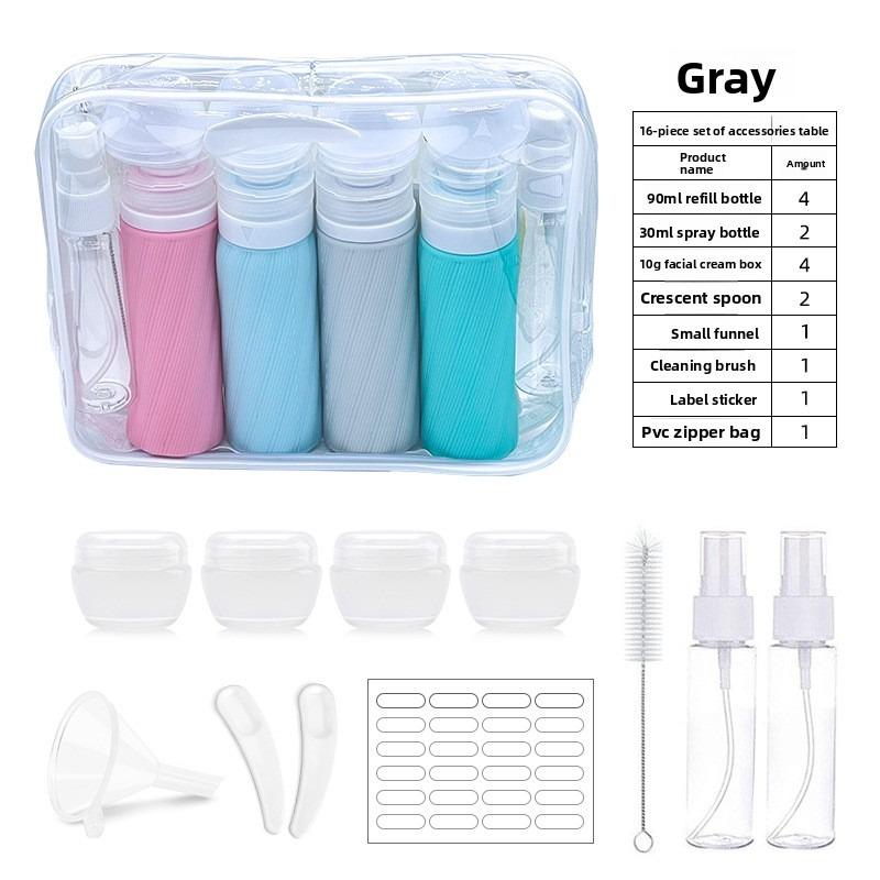 Silicone Travel Bottle Set Portable Refillable Toiletry Container Shampoo Body Wash Cosmetic Storage Kit Outdoor Travel