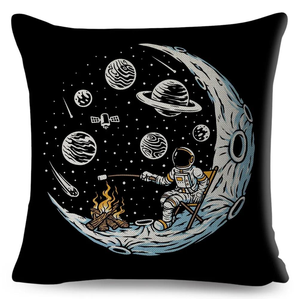 Cartoon Astronaut Sports Cushion Sofa Home Decoration Kids Room Planet Music Pillowcase