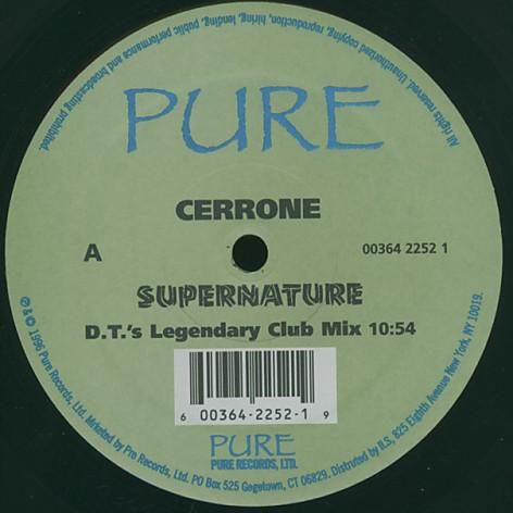 12inch Record CERRONE  Supernature The Danny Tenaglia Rem 00364225210036 Pure Records 1996 US Dance  Electronica Used