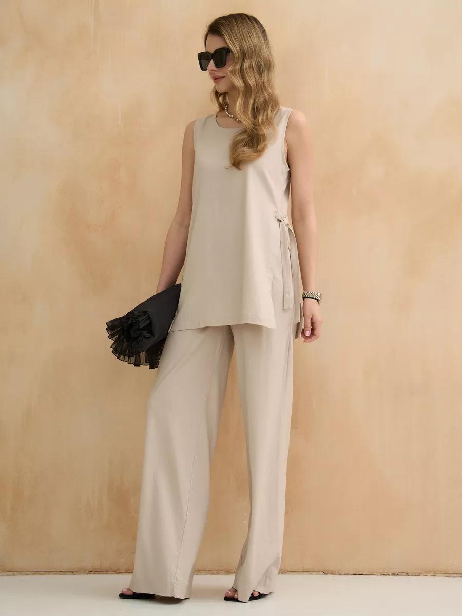 Women s Solid Color Sleeveless Top and Long Pants Set - European & American Casual Fashion 2026 L