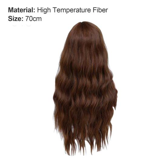 Peruca com franja Cosplay Cabelo longo cacheado Fibra Alta temperatura para festa