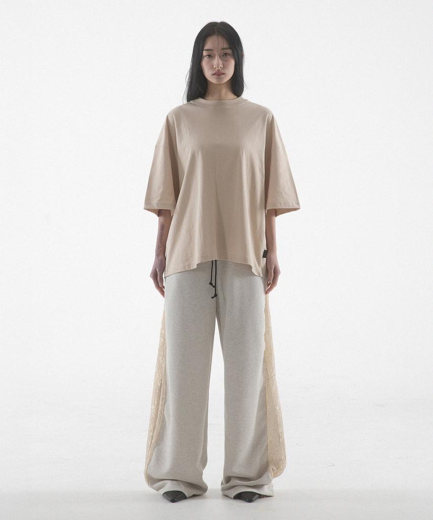 Paensyo Scissors Tuck See-Through Pants - Oatmeal
