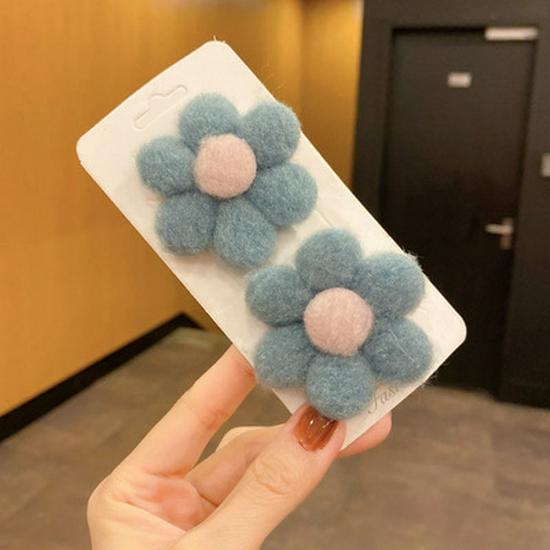 Kreskówkowe pluszowe spinki do włosów dla dzieci - Urocze jesienno-zimowe klipsy dla dziewczynek, w koreańskim stylu księżniczki