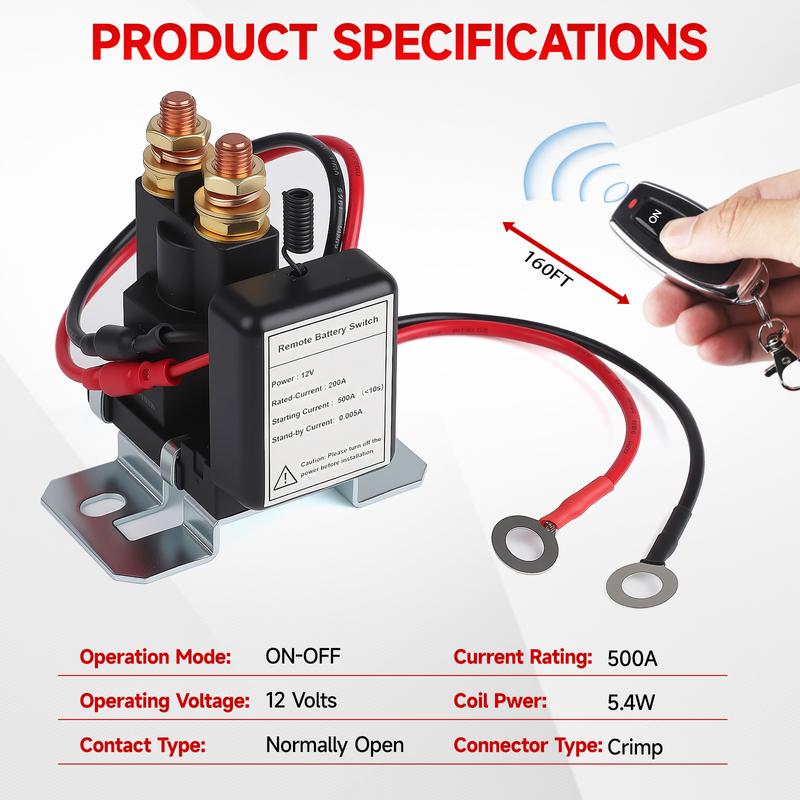 CNSPEED 500A Remote Battery Disconnect Switch 12V DC Car Kill Switch Anti Theft Kit Prevent Battery Drain For Car Auto RV Truck