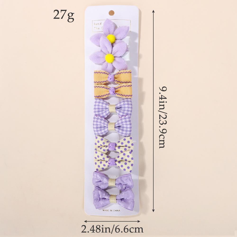 10Pcs Flowers Bows Hair Clip Set for Baby Girls Toddler Winter Printing Hairpin Mini Cotton Lace Handmade Kids Hair Accessories