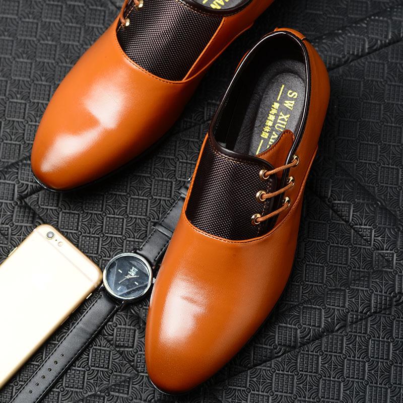Men's Large Size Korean Style Leather Formal Business Shoes - British Pointed Toe, Breathable, Non-slip