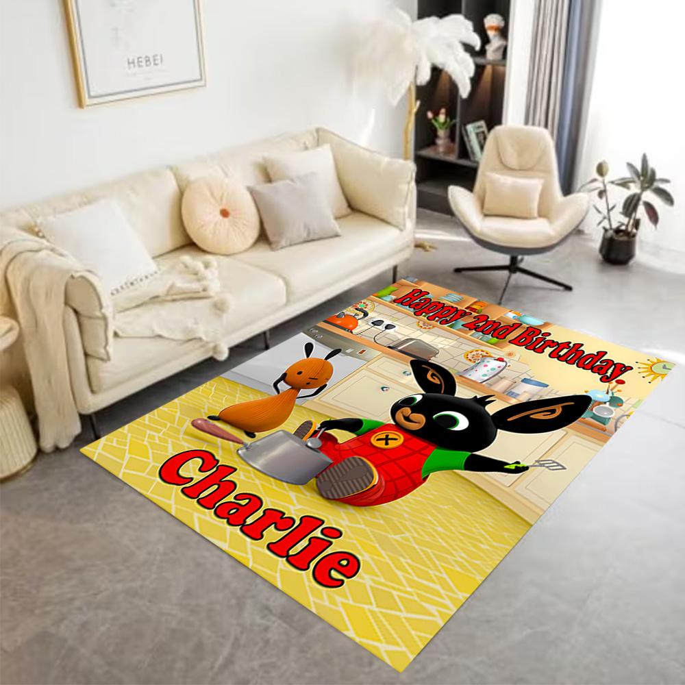 Panda Bunny Friends Area Rug Design for Game Room Kitchen Outdoor Foyer Antislip Carpet Decorate Offices Perfect Birthday/Christmas Gift Idea