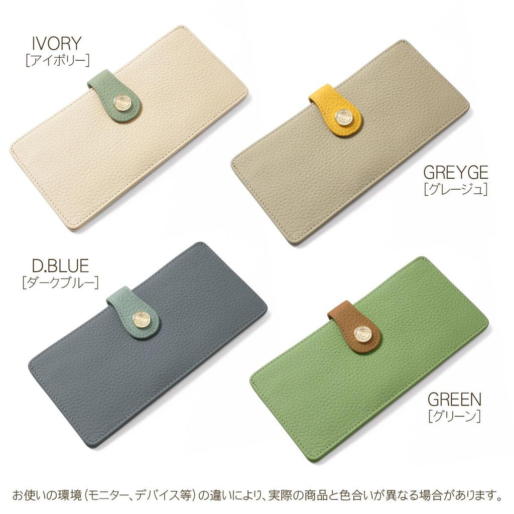 Blanc Pomme Women's Long Wallet, Genuine Leather, Lightweight, Slim, Stylish, Green, bp-1081