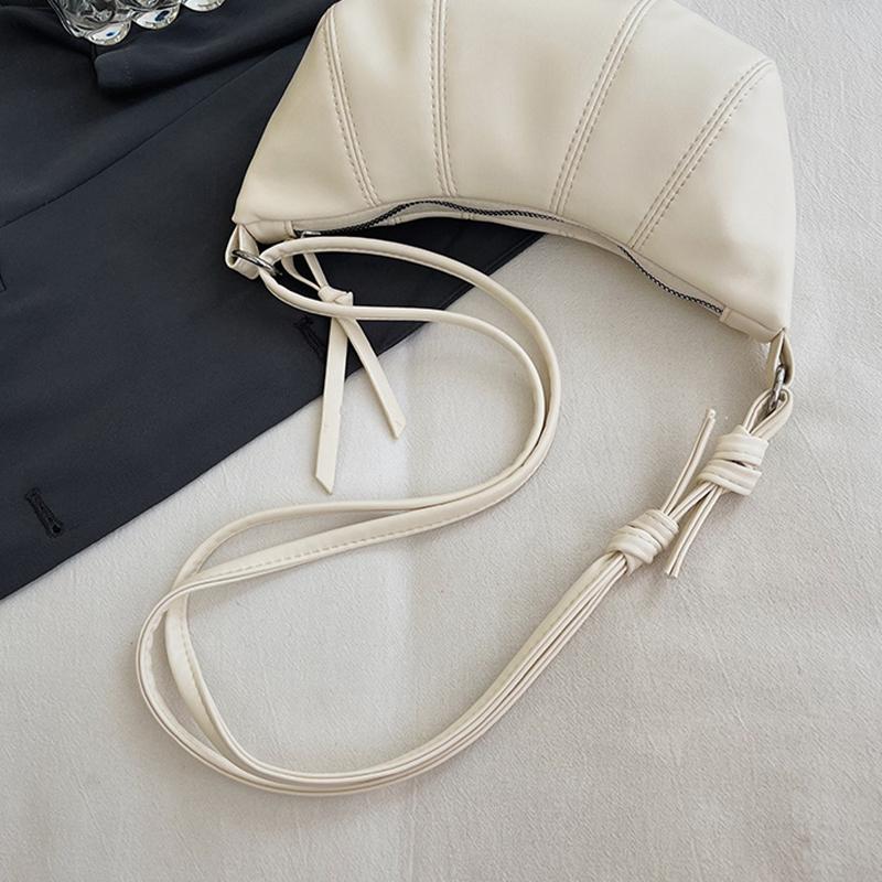 Yogodlns Fransk Croissantveske Chic Mote Sølv Crossbody-veske Retro PU Mini Boulogne Håndveske Casual Søt Skulderveske