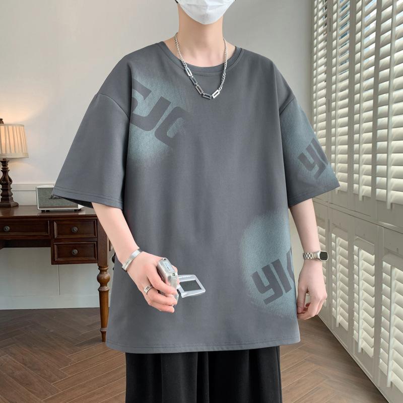 Summer Plus Men's Letter Printed Short Sleeved Men's Loose T-shirt Men