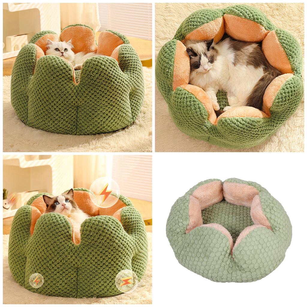 Dog Bed Stylish Flower Nest for Small Puppy Kitten Round Basket Pet Bed Detachable Cushion for Household