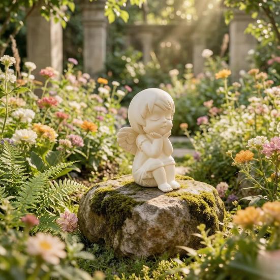 Mini Estatua de Ángel Guardián Impresa en 3D Terapia de Curación Pura Decoración de Escritorio para el Hogar Figura Blanca Suave Escultura Artística Regalo