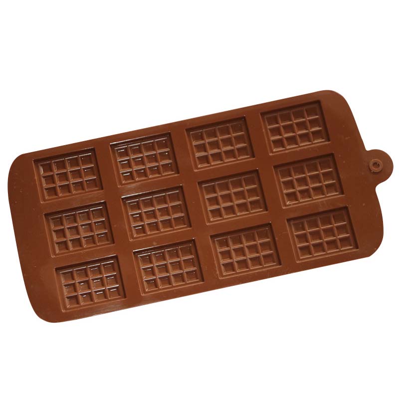 WTEMPO 1PC 12 Cavities Waffle Cookie Cake Mold Creative DIY Home Baking Tools Chocolate Fondant Silicone Mold