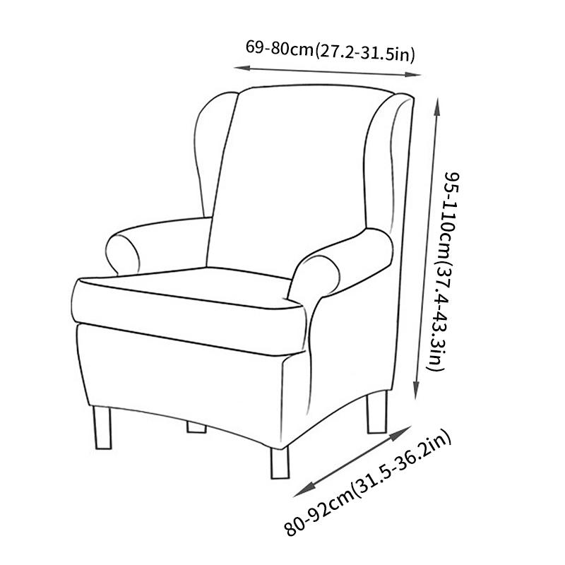 Jacquard Wing Chair Cover Stretch Sofa Wingback Armchair Slipcover Removable Sofa Seat Slipcover Furniture Protector Stool Cover