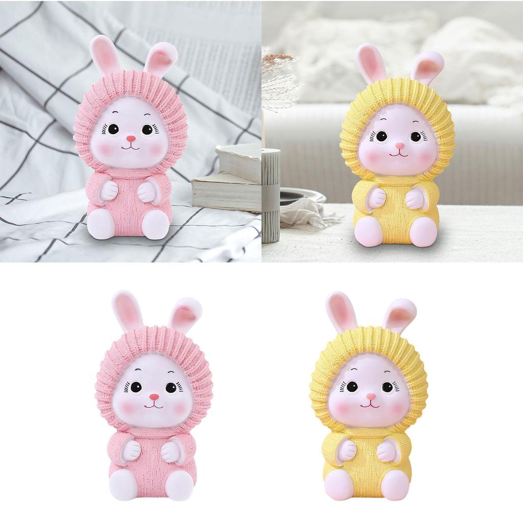 Rabbit Statue Piggy Bank Collection Saving Pot Animal Sculpture for Office Entrance Cabinet Centerpiece Desk Home Decoration