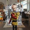 1 Stück One-Punch Man Aufdruck Flanelldecke, Hohe Qualität für Alle Jahreszeiten, Heimdekoration, Wärme und Komfort, Perfekt für Weihnachtsgeschenke