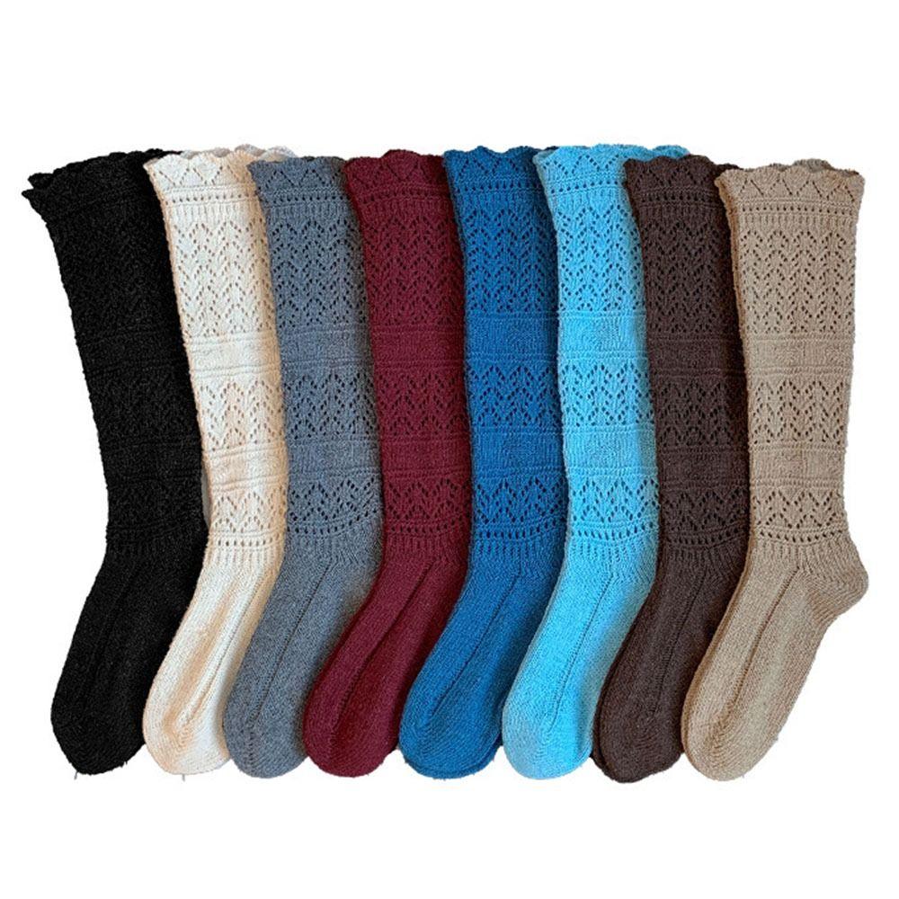 Breathable Hollow Calf Socks Knitted Mid Tube Socks New Stacked Long Tube Socks Women Girls
